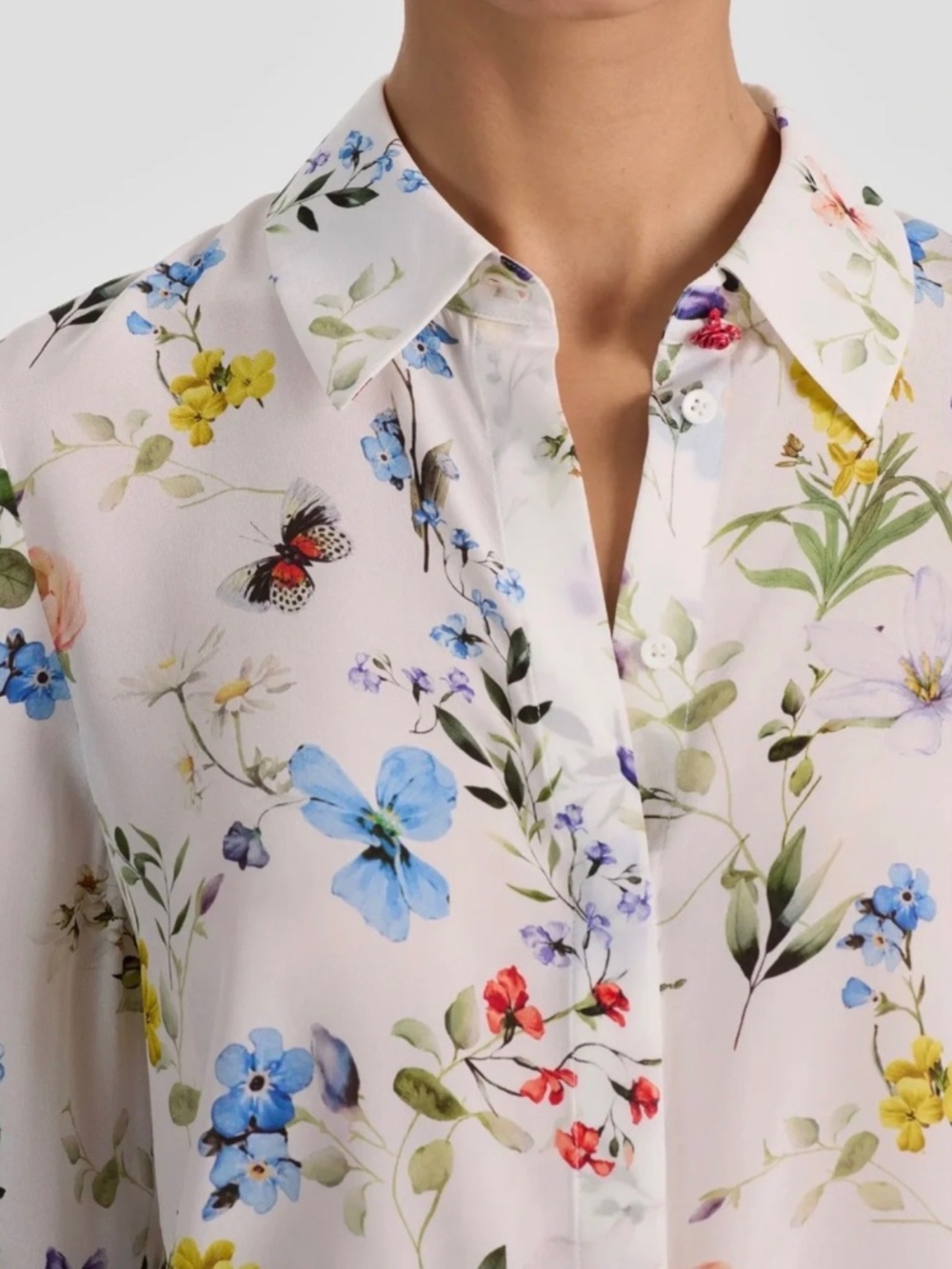 Alice + Olivia Willa Silk Floral Blouse In Twisting Vines White NWT Sz XL - Picture 2 of 15